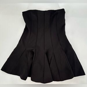 Zara Strapless Godet Mini Dress Black Size Medium